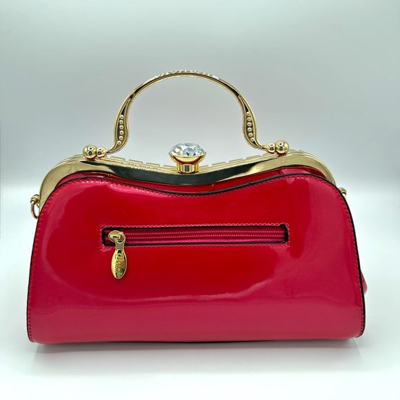 NWT Brangio Italy Starry Embrace Metallic Clutch/Crossbody - Rose - Picture 4 of 15